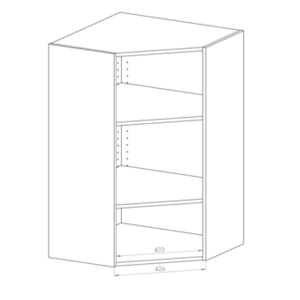 Kasattu sisäyläkulmakaappi 990x340, viisto