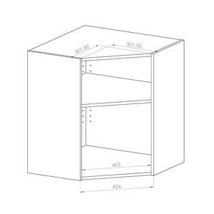 Kasattu sisäyläkulmakaappi 705x340, viisto