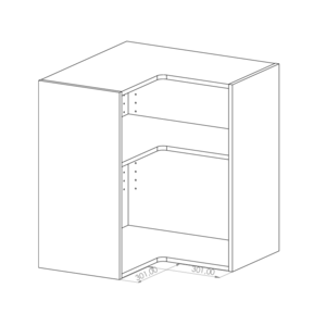 Kasattu sisäyläkulmakaappi 705x340, L-malli
