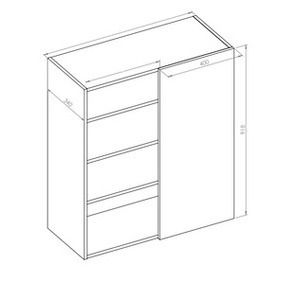 Kasattu yläpiilokulmakaappi 918x340 P3