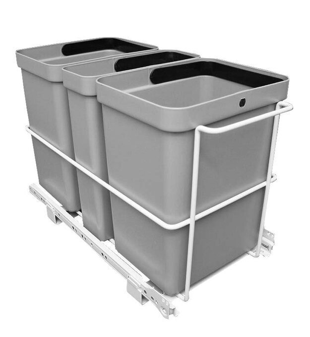 Jätevaunu 2x10+5 l  valk./harmaa